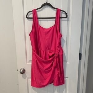 Vibrant Pink Old Navy Matte-Tie Swim Dress